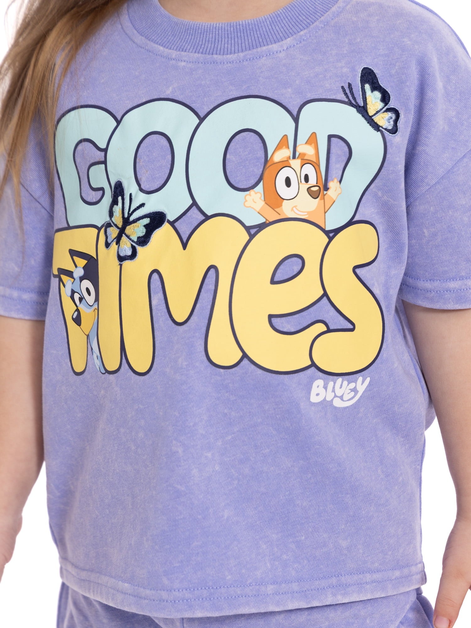 Bluey Toddler Girls Short Sleeve Graphic Tee and Matching Ruffle Shorts Set, 2-Piece, Sizes 12M-5T