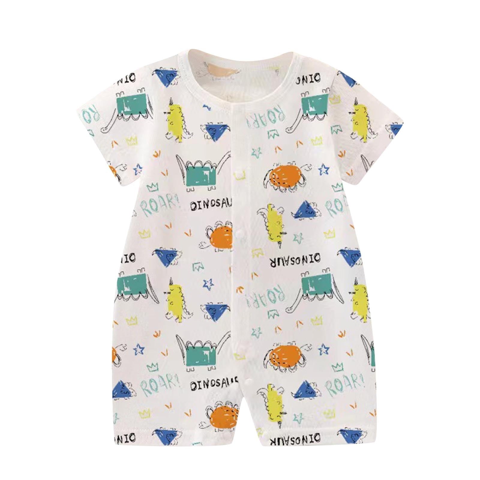 Bovxnpu Baby Girl Bodysuit, Infant Baby Cotton Bodysuits, Children's Solid Color Round Neck Short Sleeved Jumpsuit Baby Summer Breathable Bag Fart Jacket 6 Months