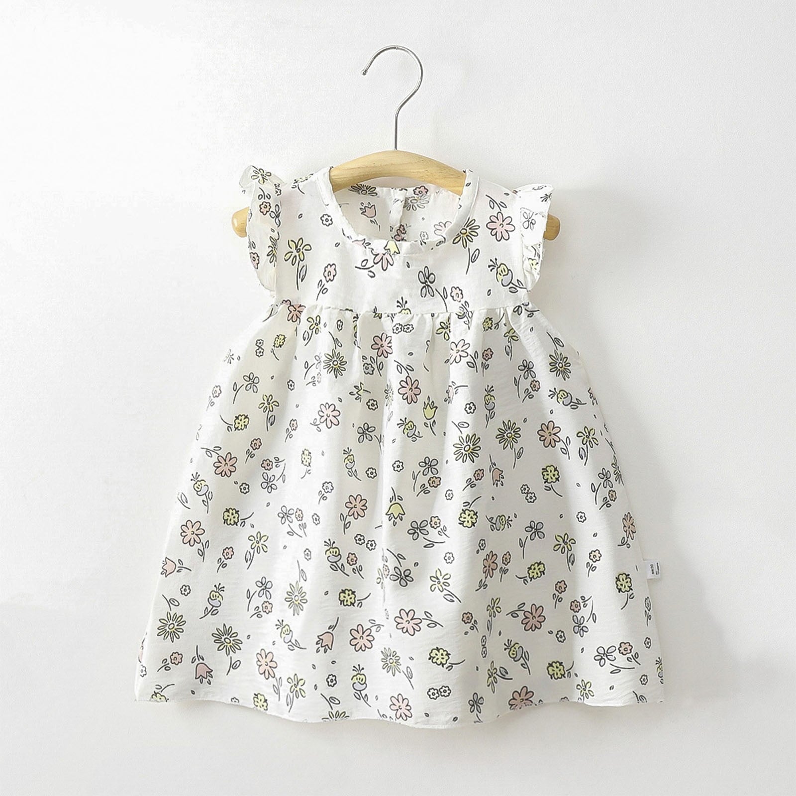 Cethrio Girls Sundresses, Cotton Flower Print Sleeveless Birthday Summer Dresses Dark Gray Size 6Months-11T