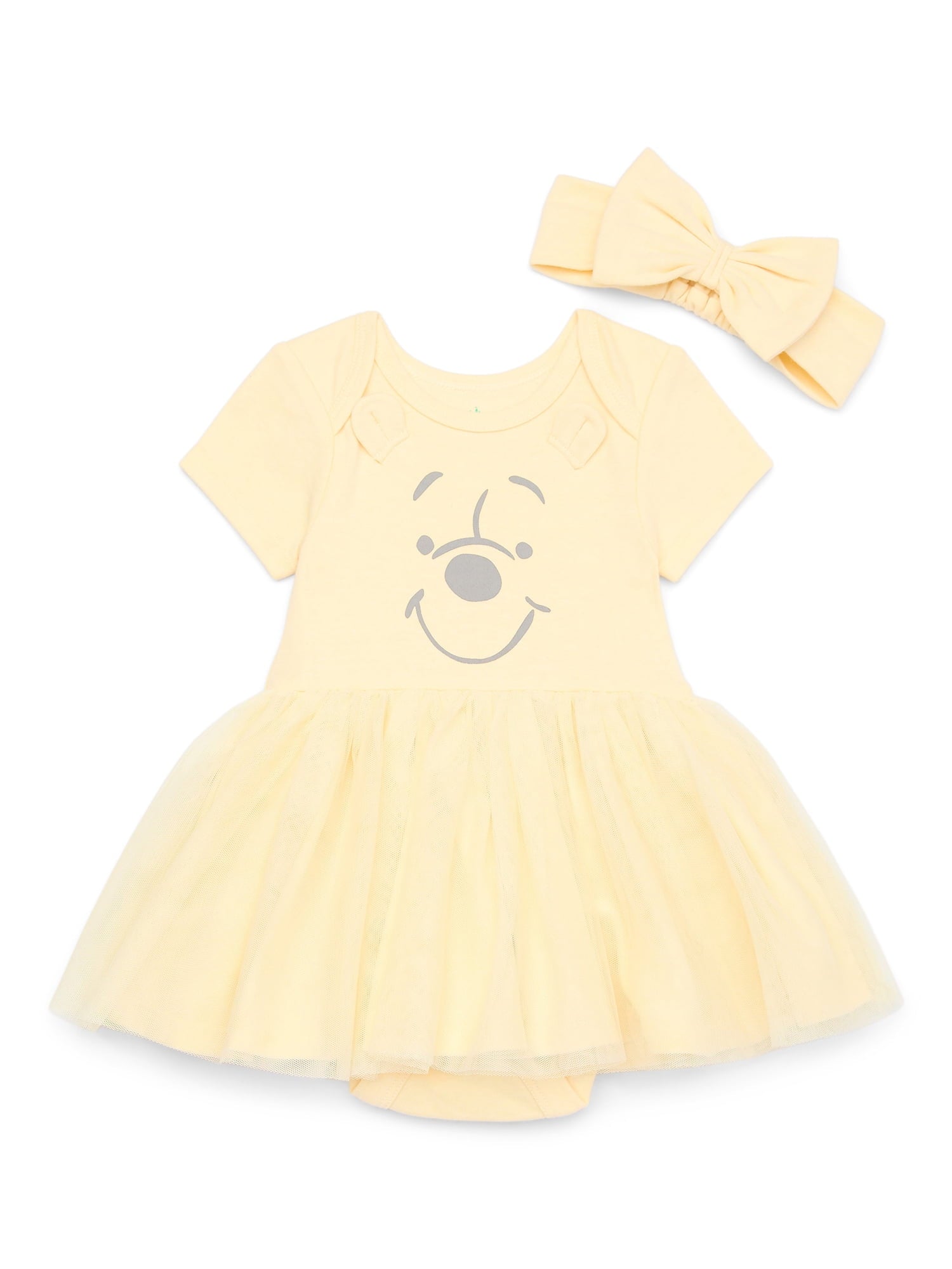 Disney Baby Wishes + Dreams Character Infant Baby Dress and Bow Headband Set, 2-Piece, Sizes Newborn-12 Months