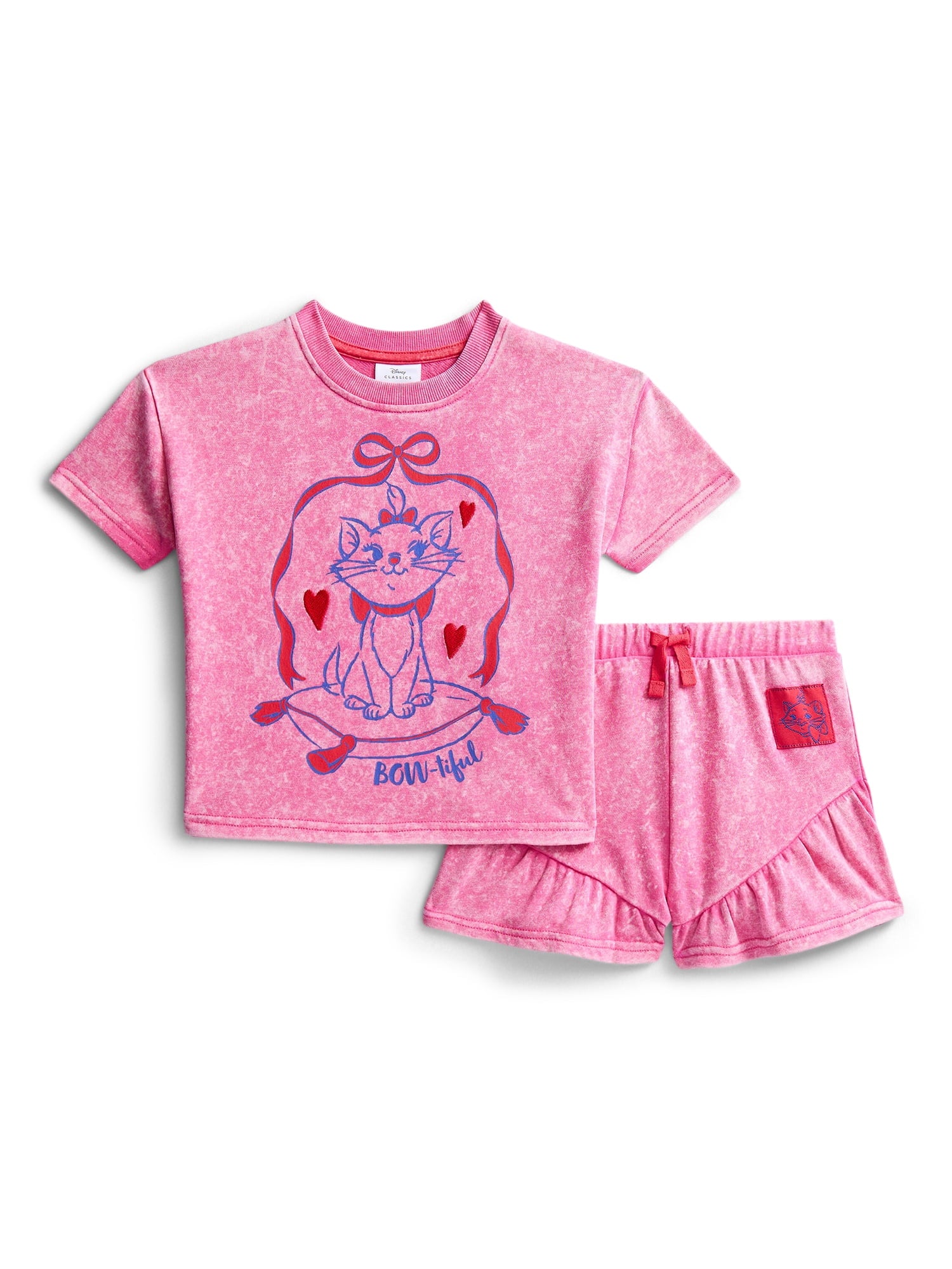 Bluey Toddler Girls Short Sleeve Graphic Tee and Matching Ruffle Shorts Set, 2-Piece, Sizes 12M-5T