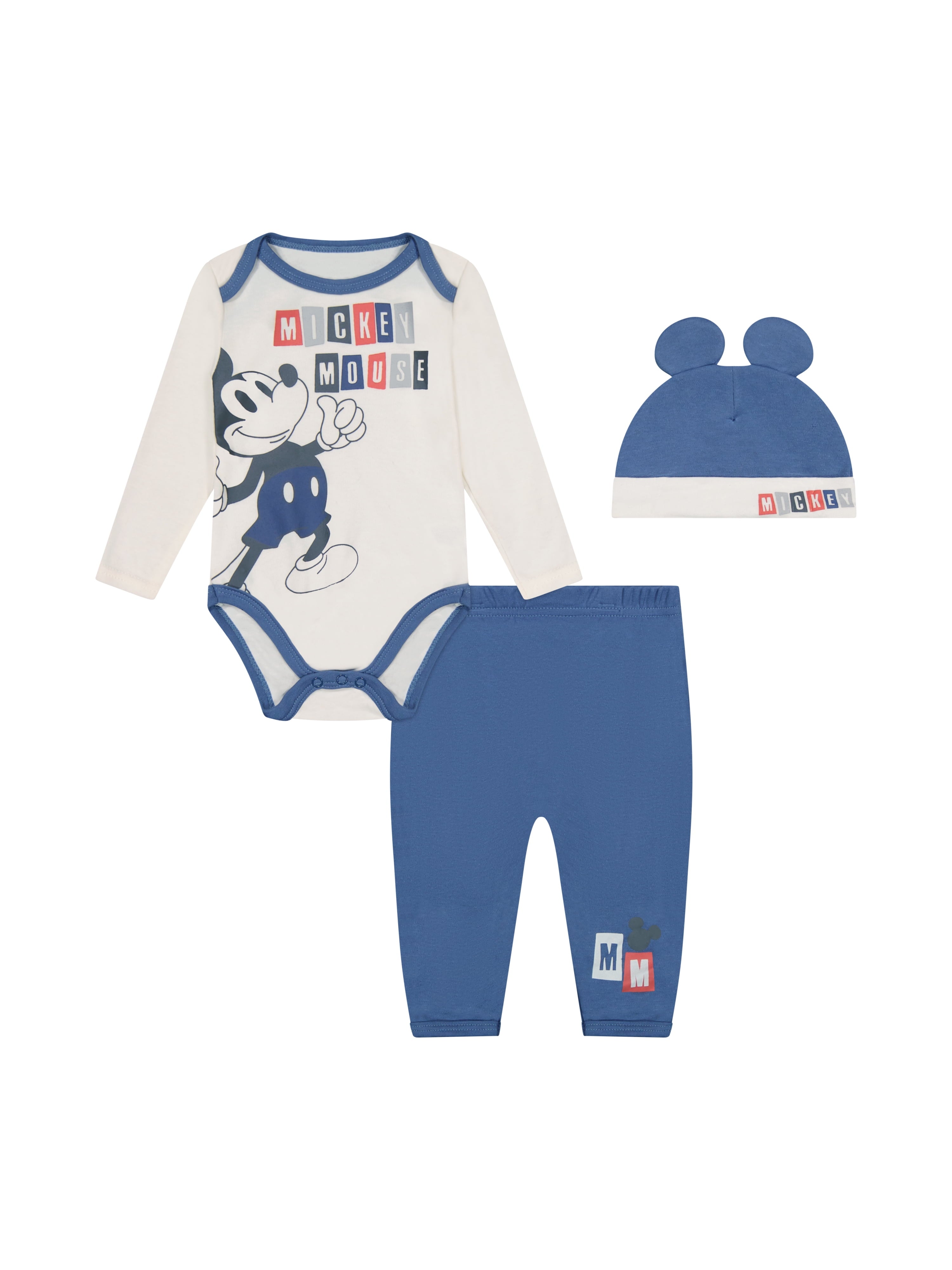 Disney Mickey Mouse Baby Boy 3 Piece Pant Set, Sizes NB-9 Months