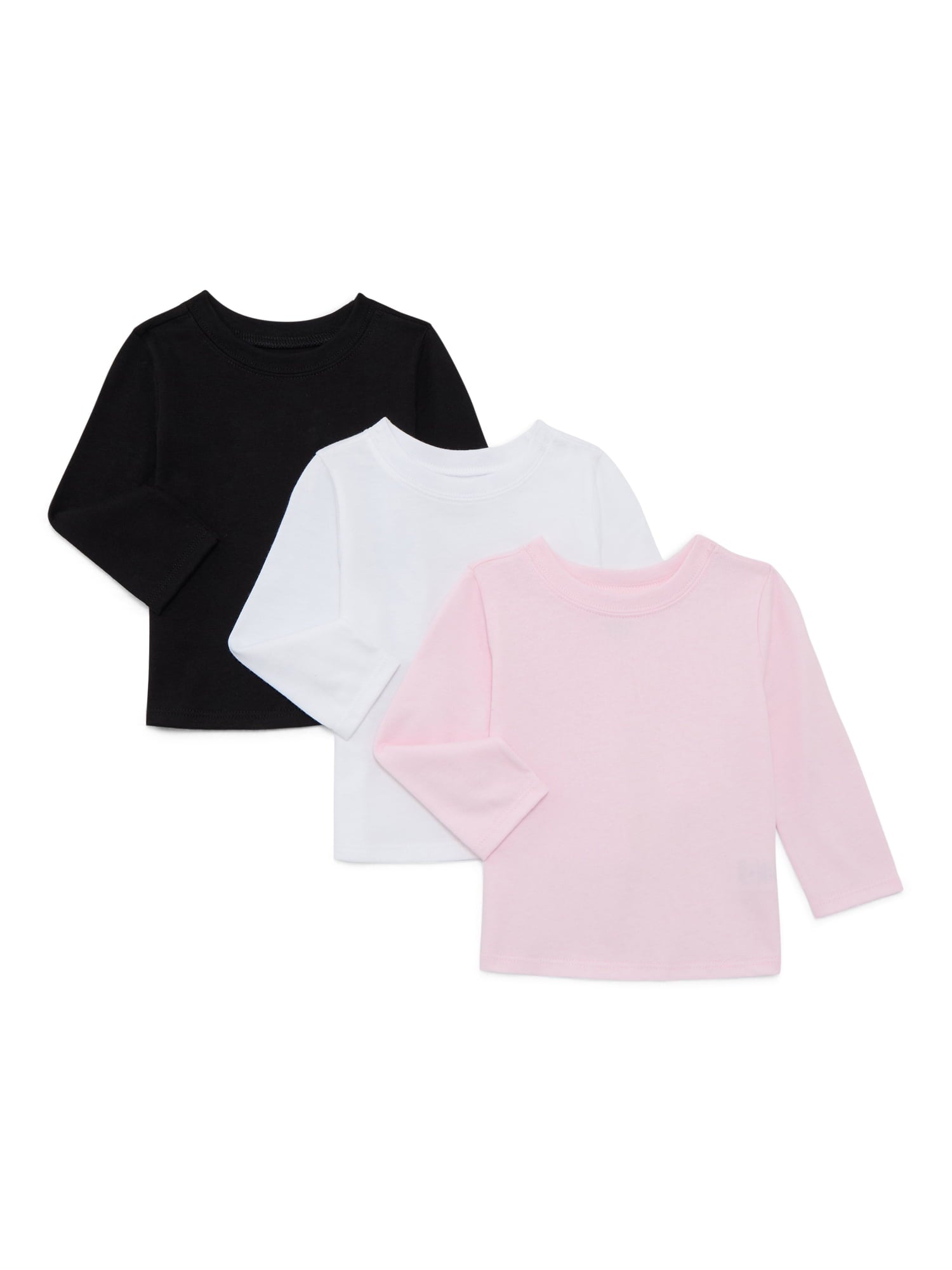 Garanimals Baby Boys Solid Tee with Long Sleeves, 3-Pack, Sizes 0M-24M