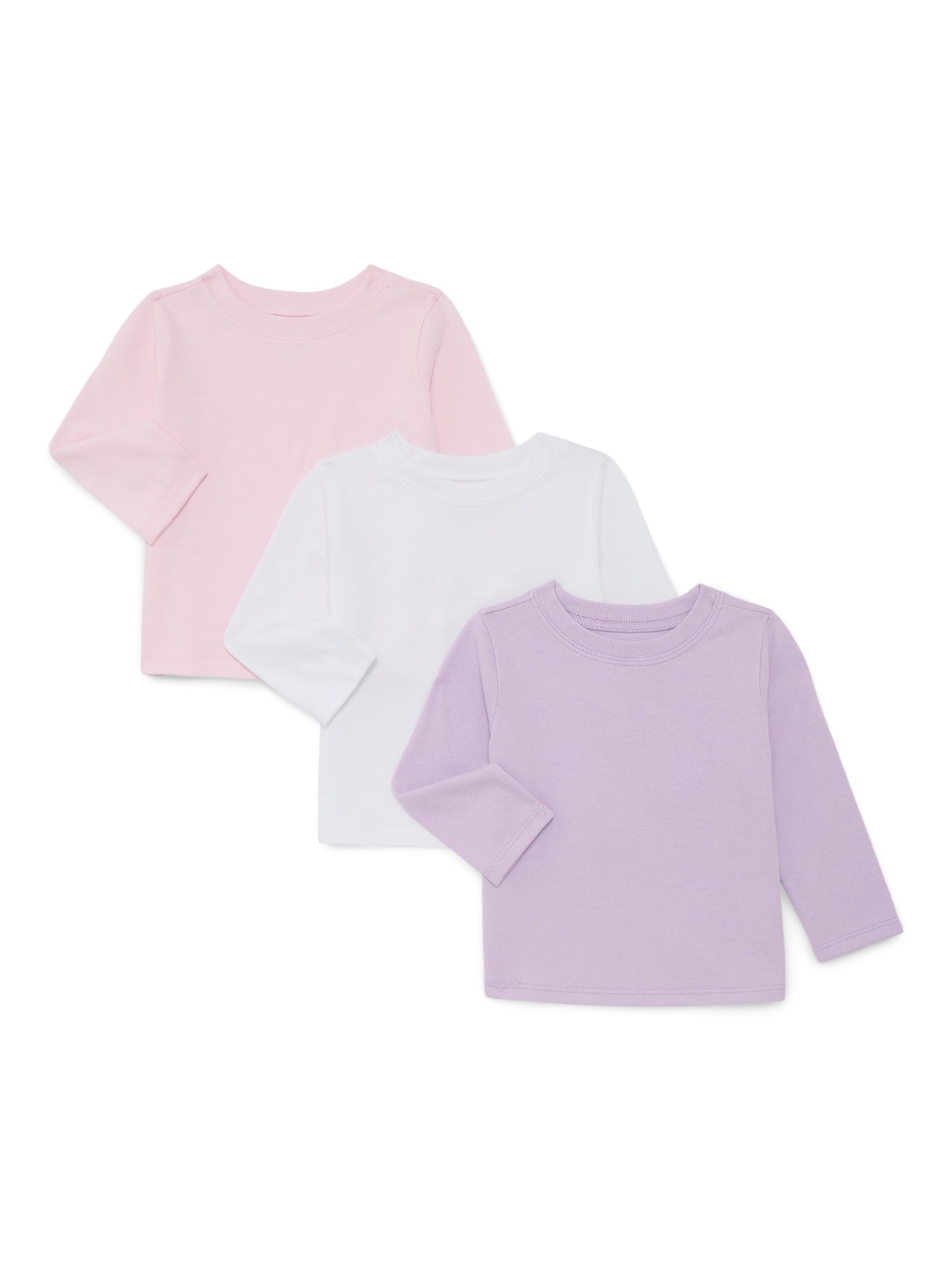 Garanimals Baby Boys Solid Tee with Long Sleeves, 3-Pack, Sizes 0M-24M