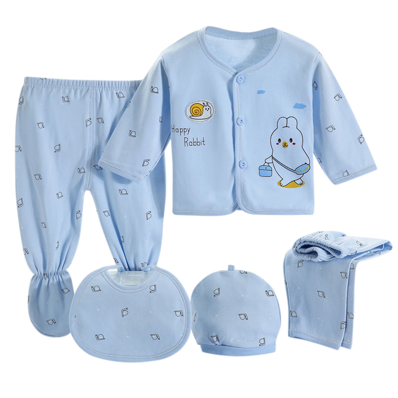 Baby Girl Gifts Shose+Romper Tops+Hat+Pants +Bib+Sock, 8-Piece Set(Newborn)