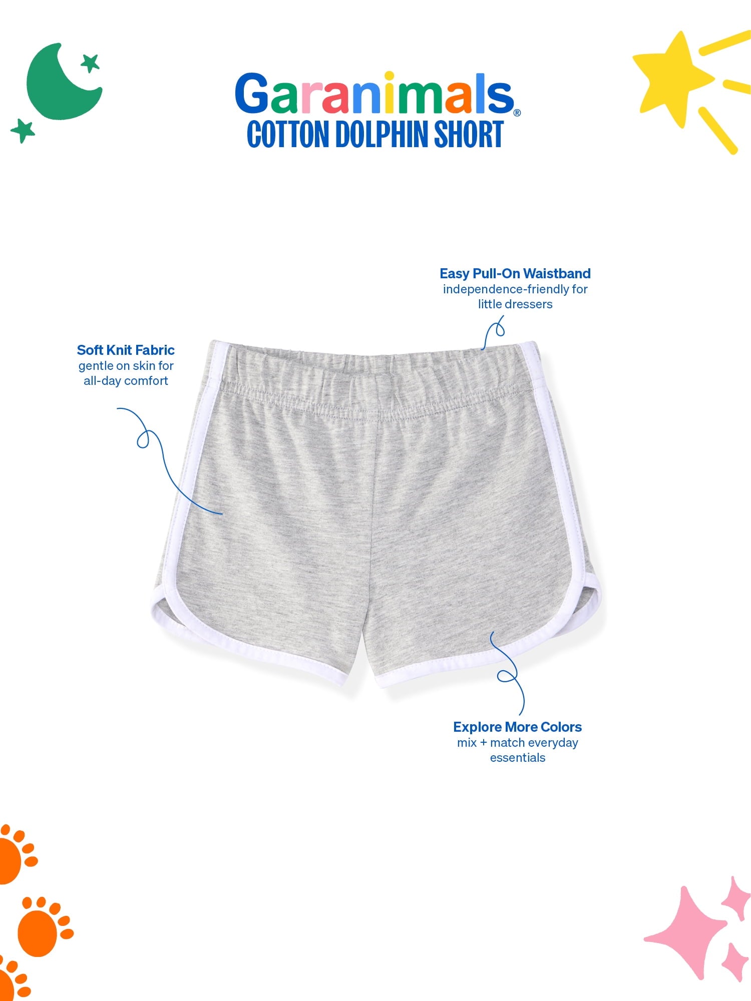Garanimals Baby & Toddler Girls Cotton Pull-On Dolphin Shorts, 0M–6T