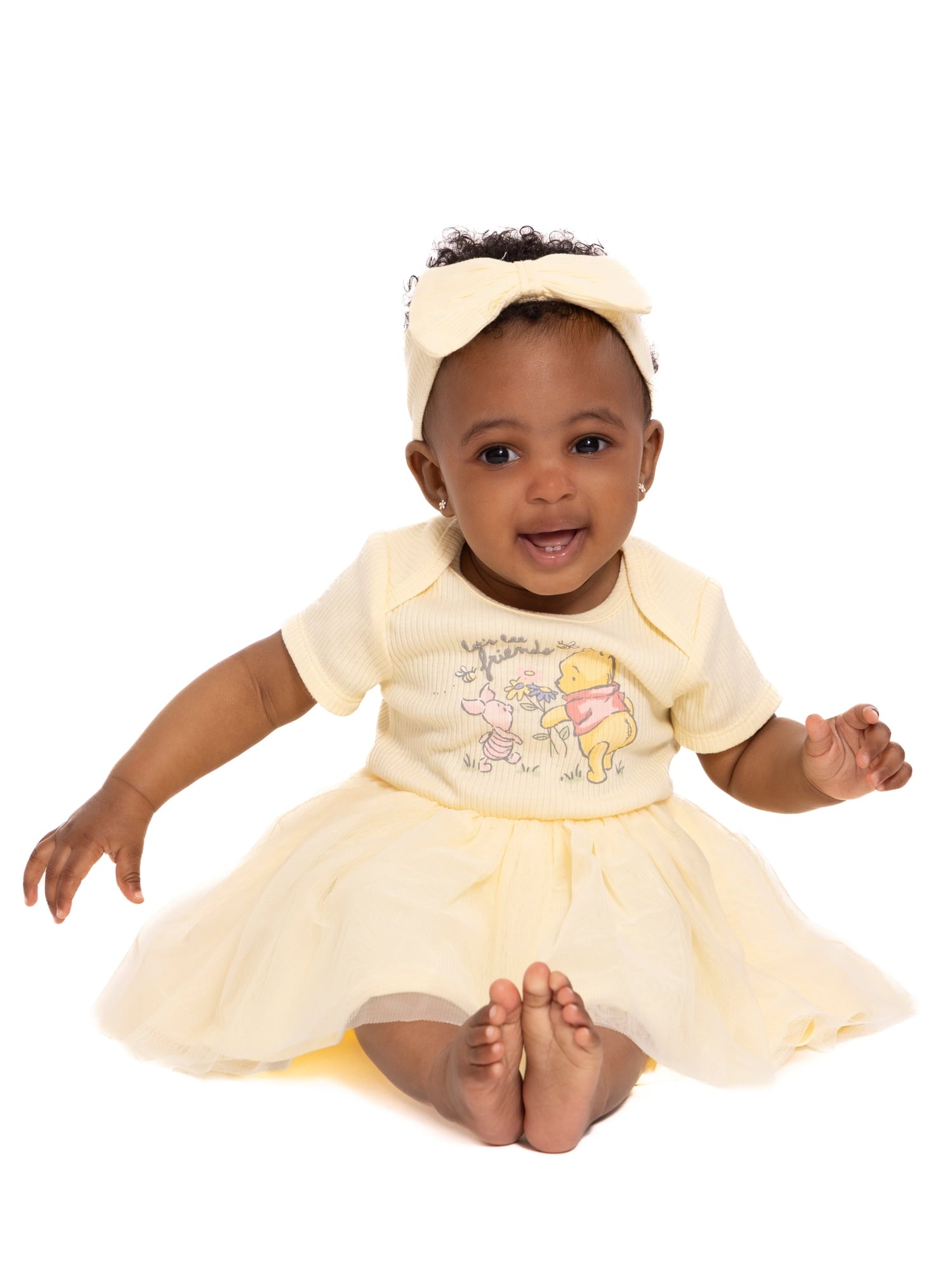 Disney Baby Wishes + Dreams Character Infant Baby Dress and Bow Headband Set, 2-Piece, Sizes Newborn-12 Months